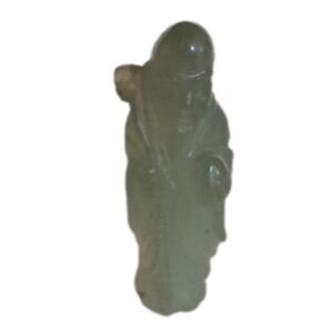 Vintage carved jade man with staff figurine